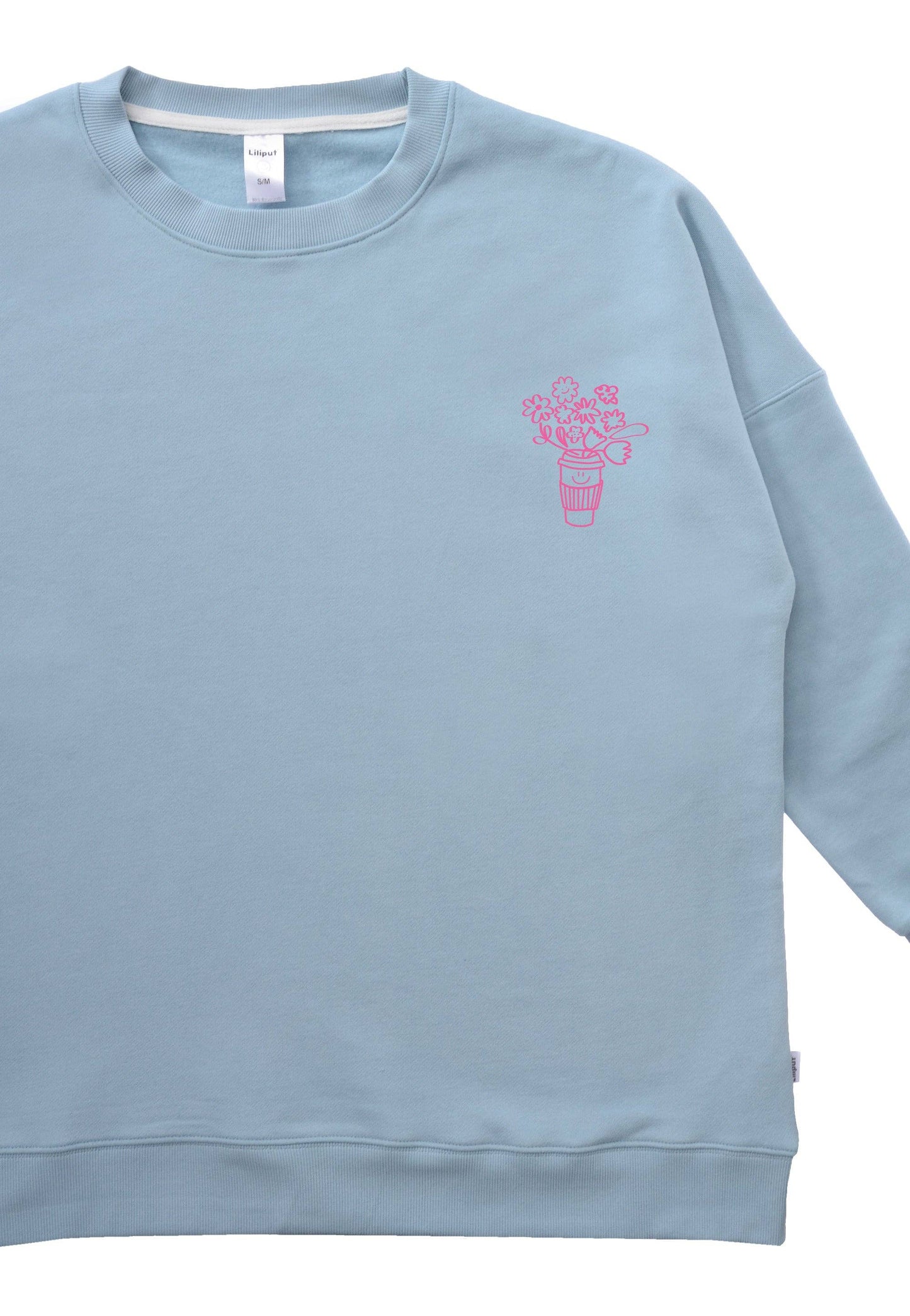 Erwachsenen Sweatshirt Let Love Bloom hellblau