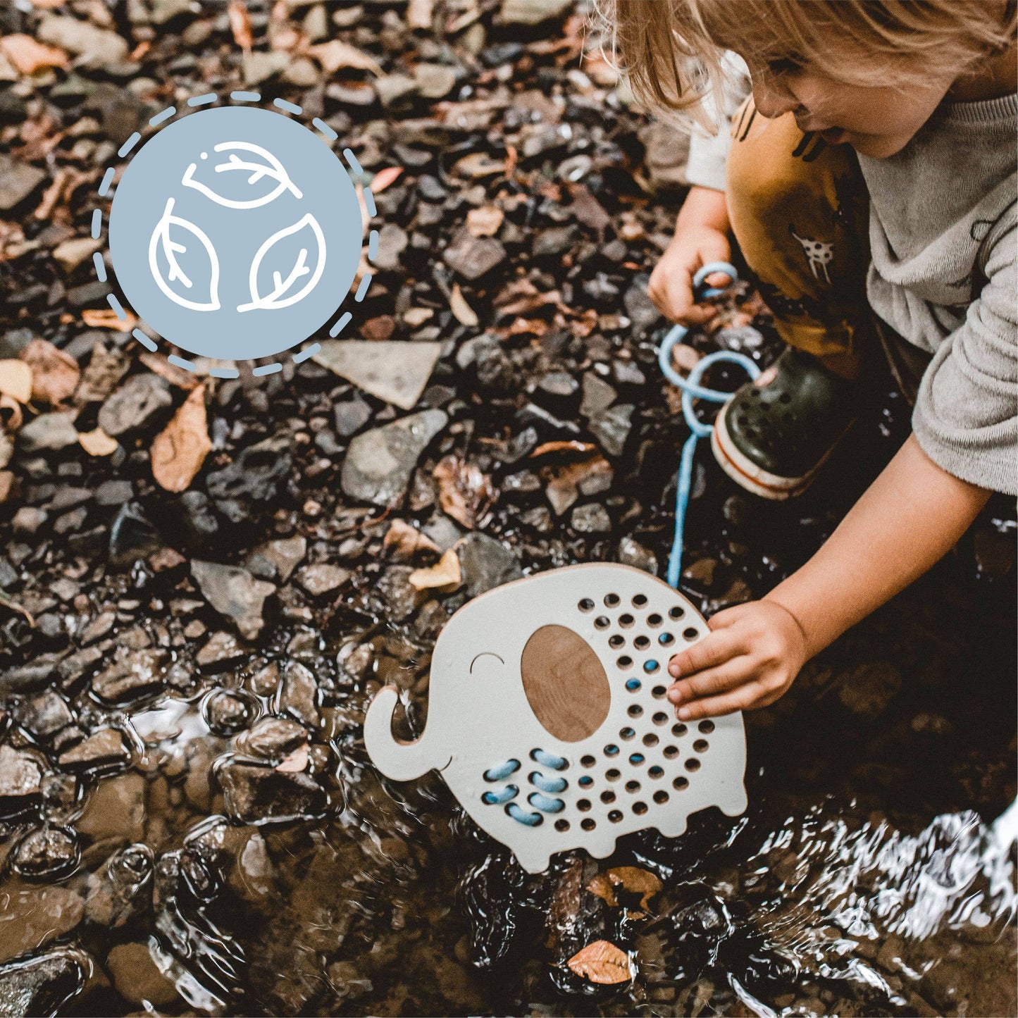 Oliver der Elefant, Montessori Holz-Schnürspielzeug