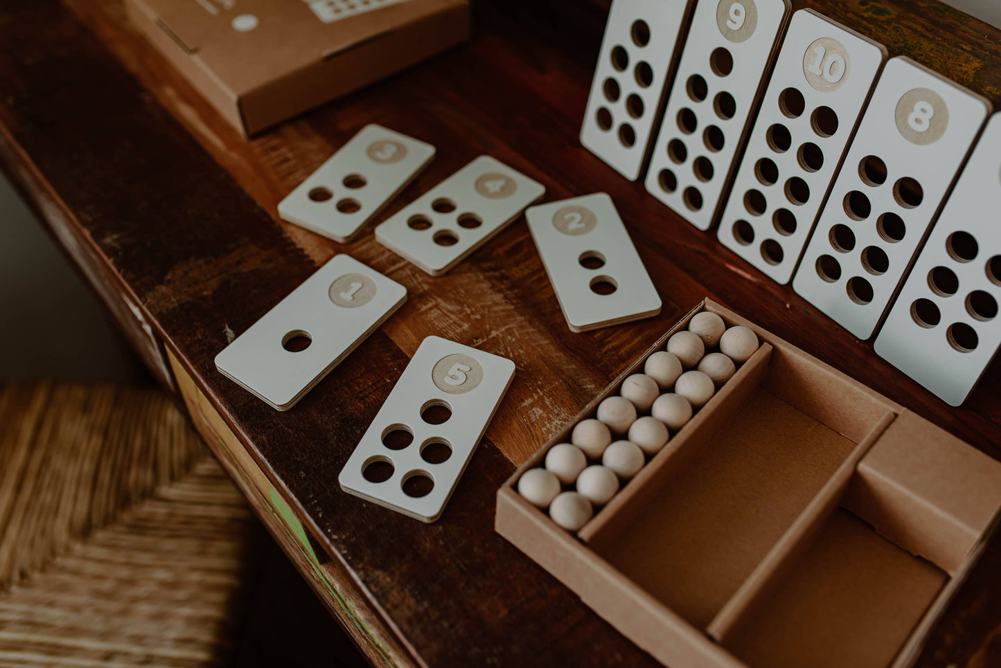 Zahlen zum Zählenlernen, Holzklötze nach Montessori