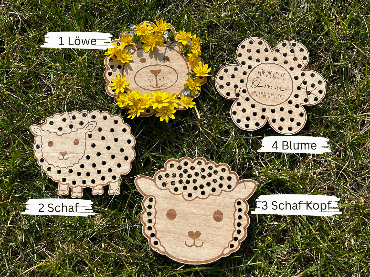 Blumen-Steckspiel aus Holz (4 Motive)