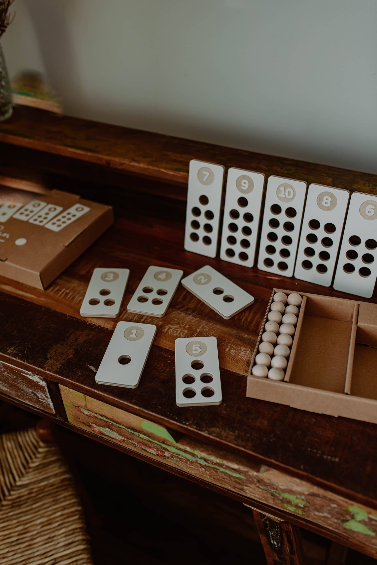 Zahlen zum Zählenlernen, Holzklötze nach Montessori