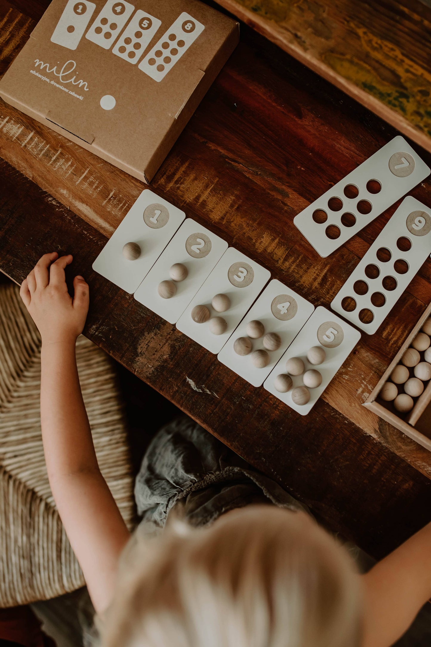 Zahlen zum Zählenlernen, Holzklötze nach Montessori