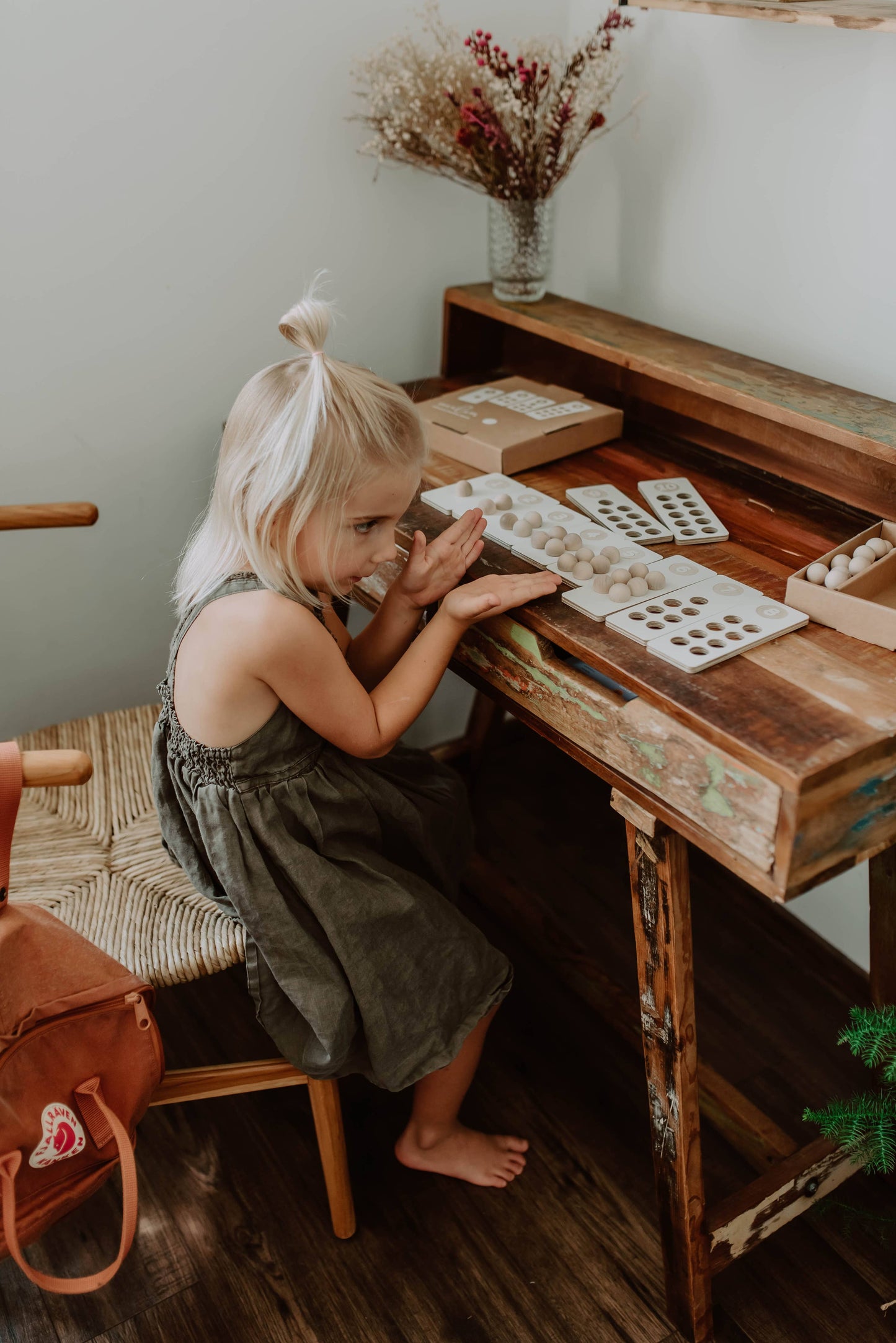 Zahlen zum Zählenlernen, Holzklötze nach Montessori