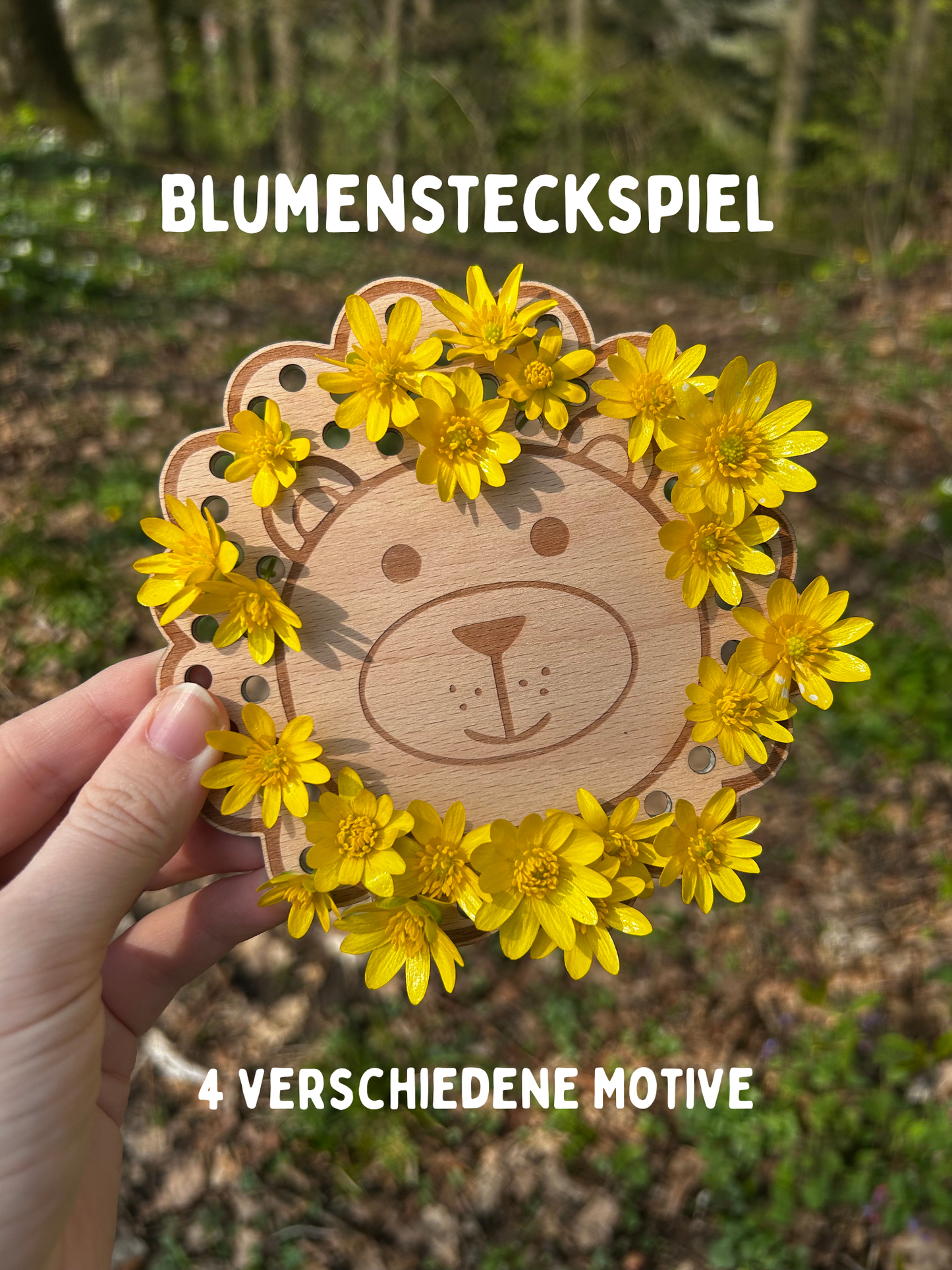 Blumen-Steckspiel aus Holz (4 Motive)